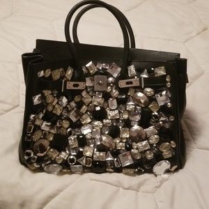 Leah and Bliss black birkin style bag with stones